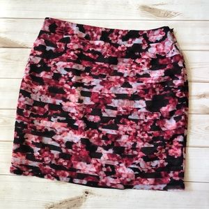 White House Black Market tiered floral mini skirt